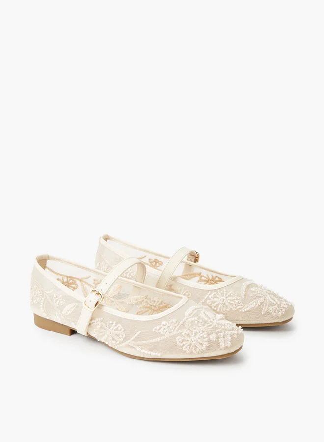 فلورا بيلا من شو إكسبرس Women Embroidered And Embellished Mary Jane Shoes